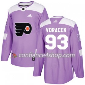 Adidas Maillot de Hockey Philadelphia Flyers Jakub Voracek 93 2017-2018 Violet Fights Cancer Practice Authentic - Homme